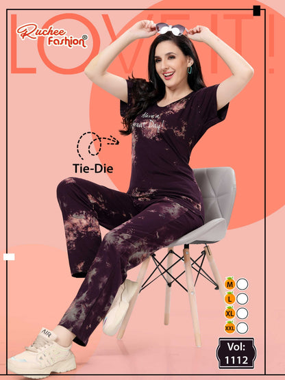1112 Ruchee Fashion Tie Dye Pyjama Night Suits Wholesaler