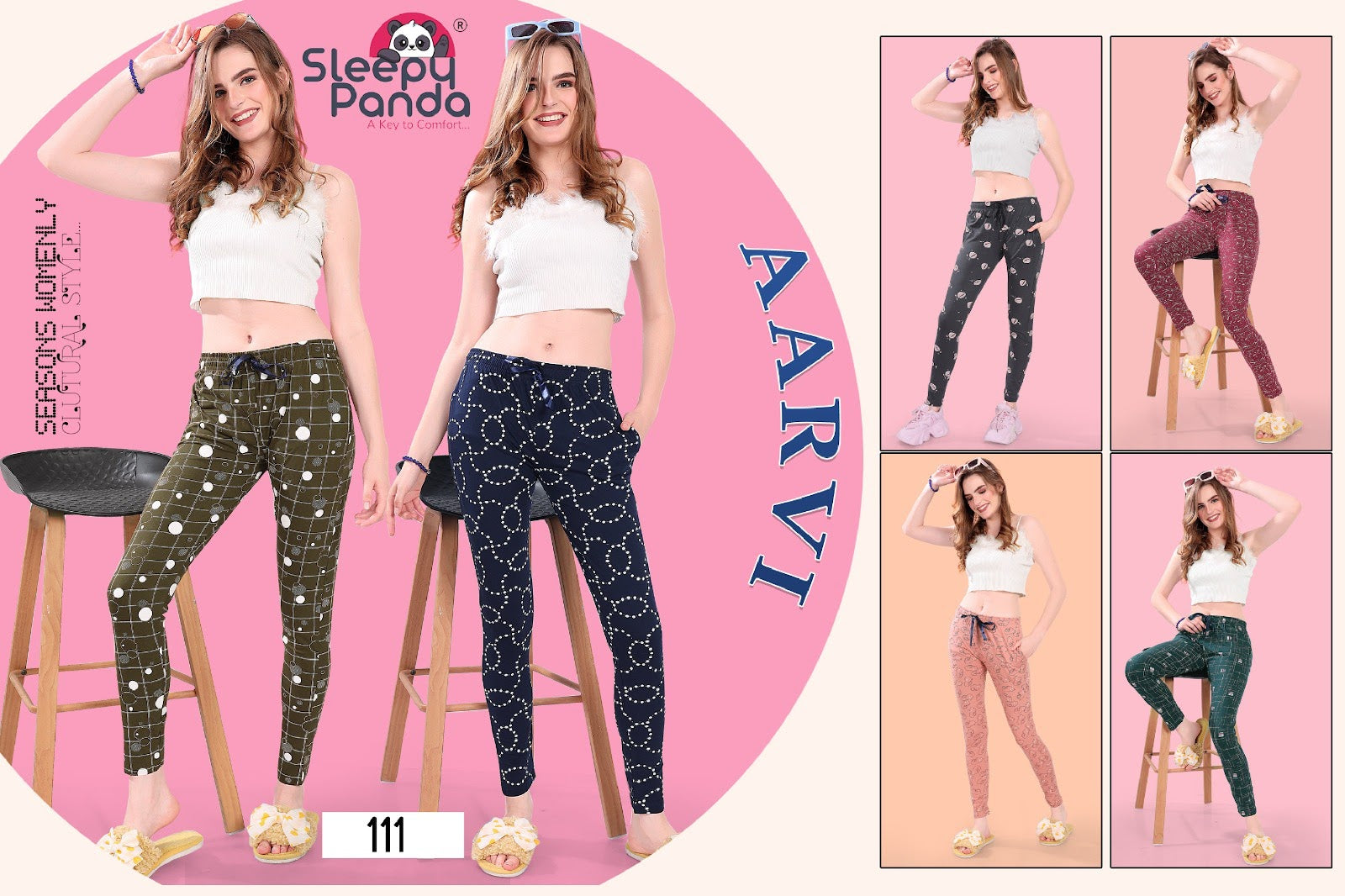 111 Aarvi Sleepy Panda Sinker Women Night Lower Wholesaler India