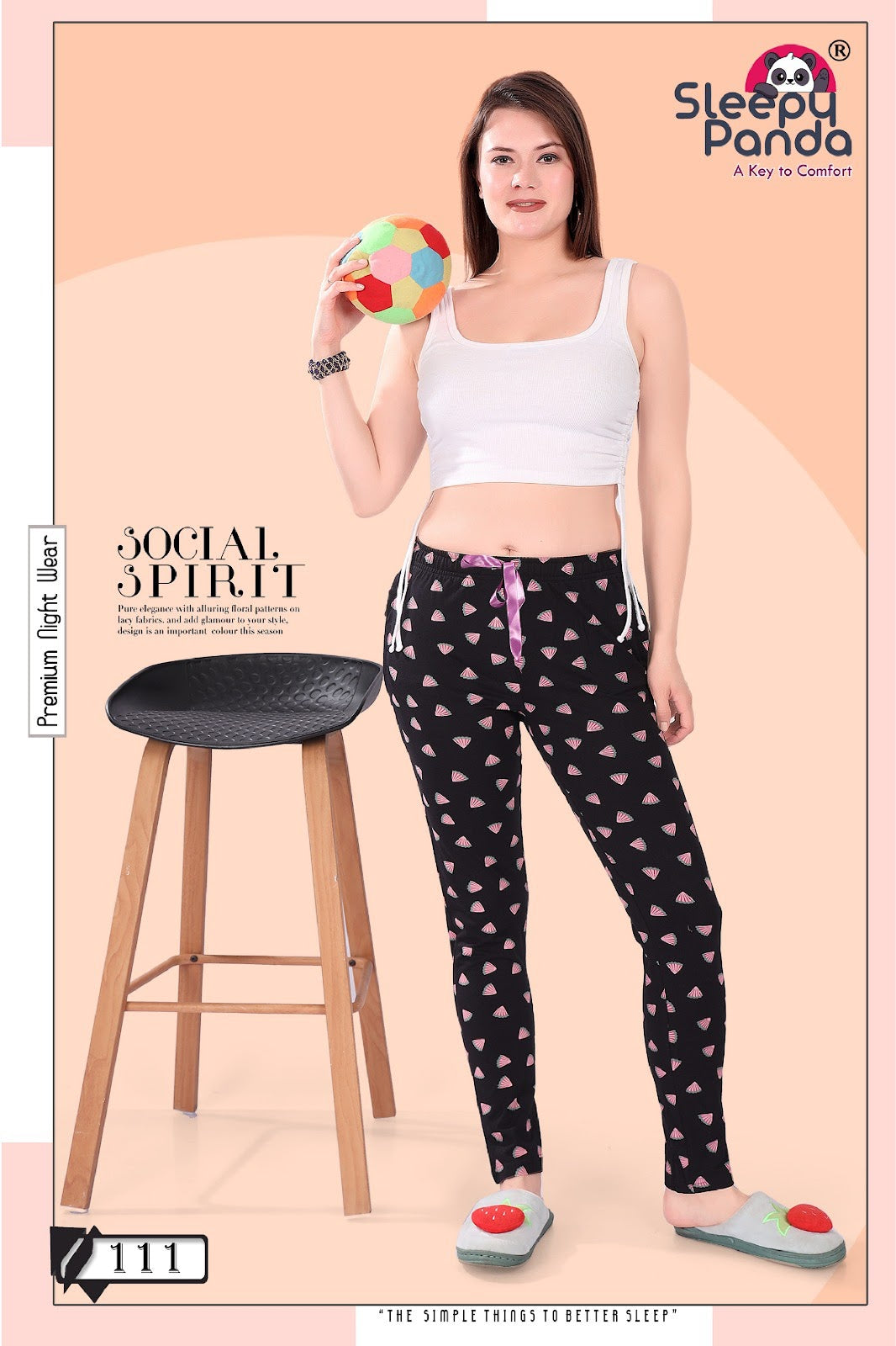 111 Aashi Sleepy Panda Sinker Women Night Lower Wholesale Price