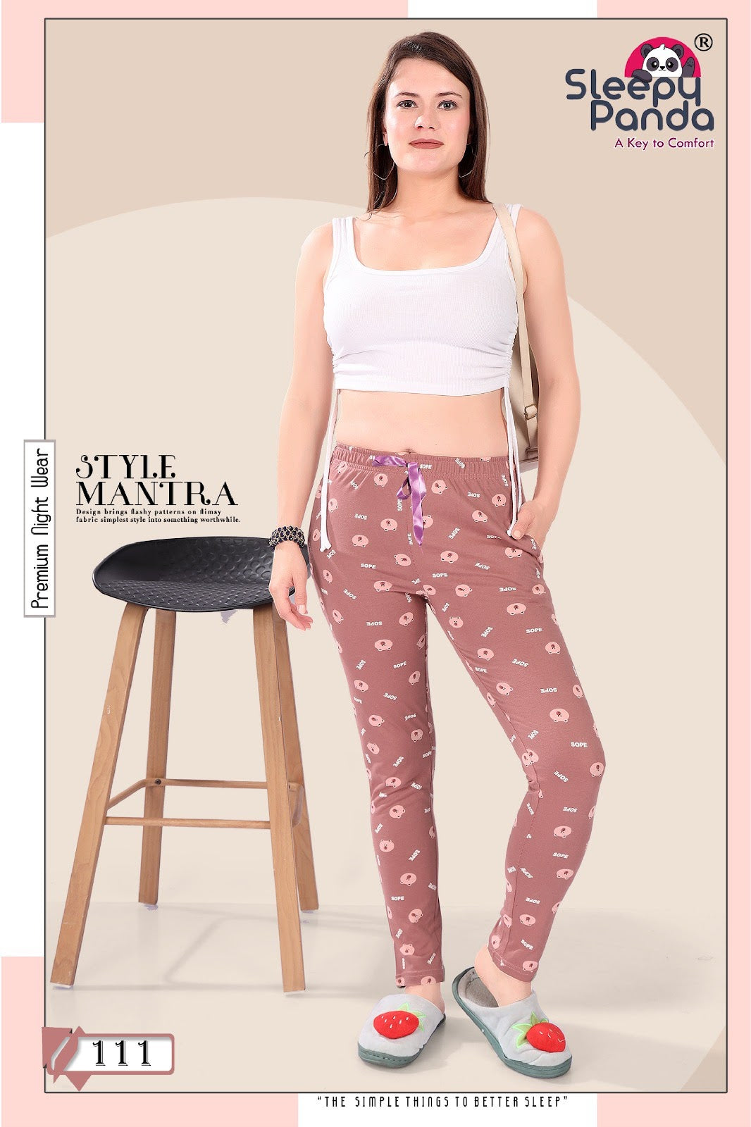 111 Aashi Sleepy Panda Sinker Women Night Lower Wholesale Price