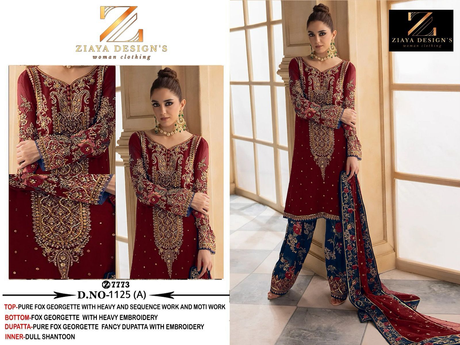 1126Ab Ziaya Design Fox Georgette Pakistani Salwar Suits Wholesale Rate