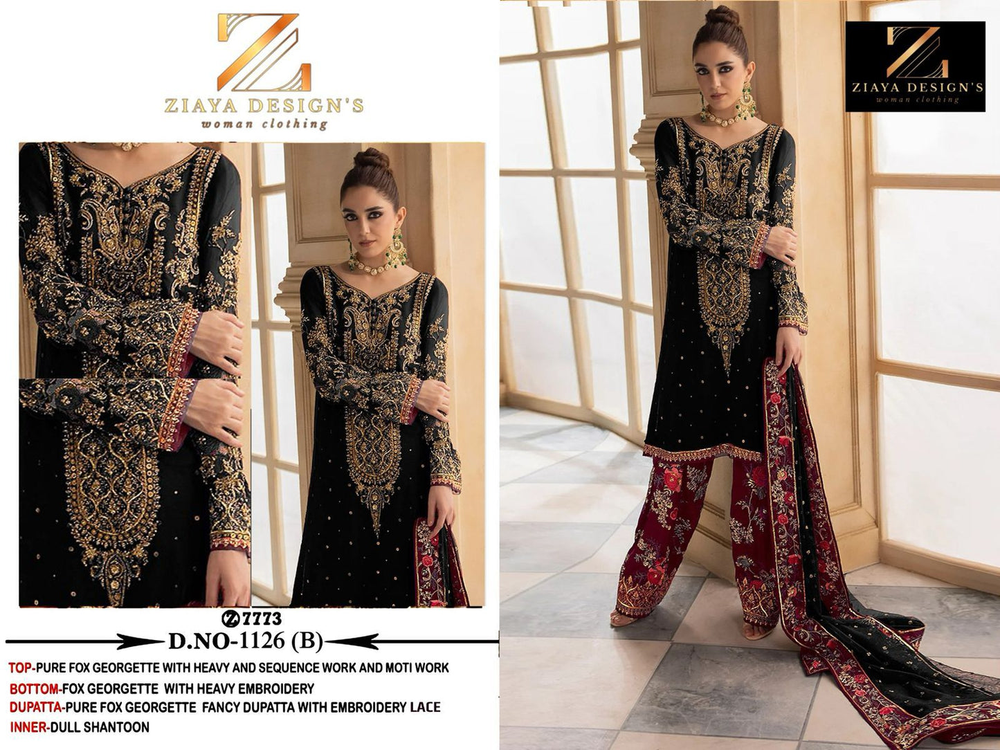 1126Ab Ziaya Design Fox Georgette Pakistani Salwar Suits Wholesale Rate