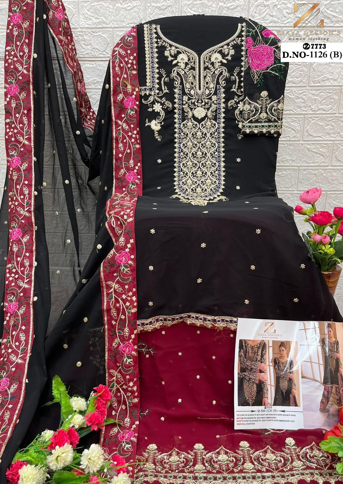 1126Ab Ziaya Design Fox Georgette Pakistani Salwar Suits Wholesale Rate