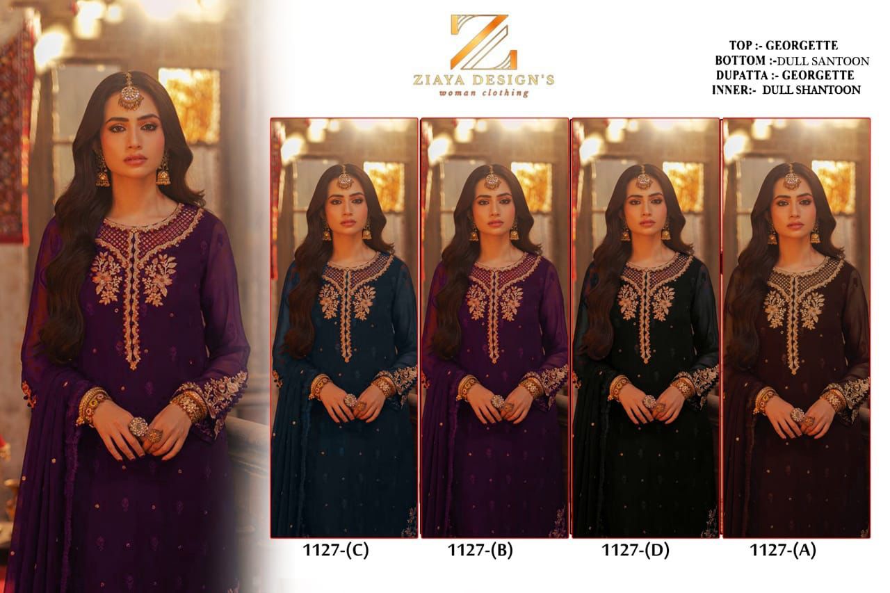 1127Abcd Ziaya Design Fox Georgette Pakistani Salwar Suits Exporter Ahmedabad