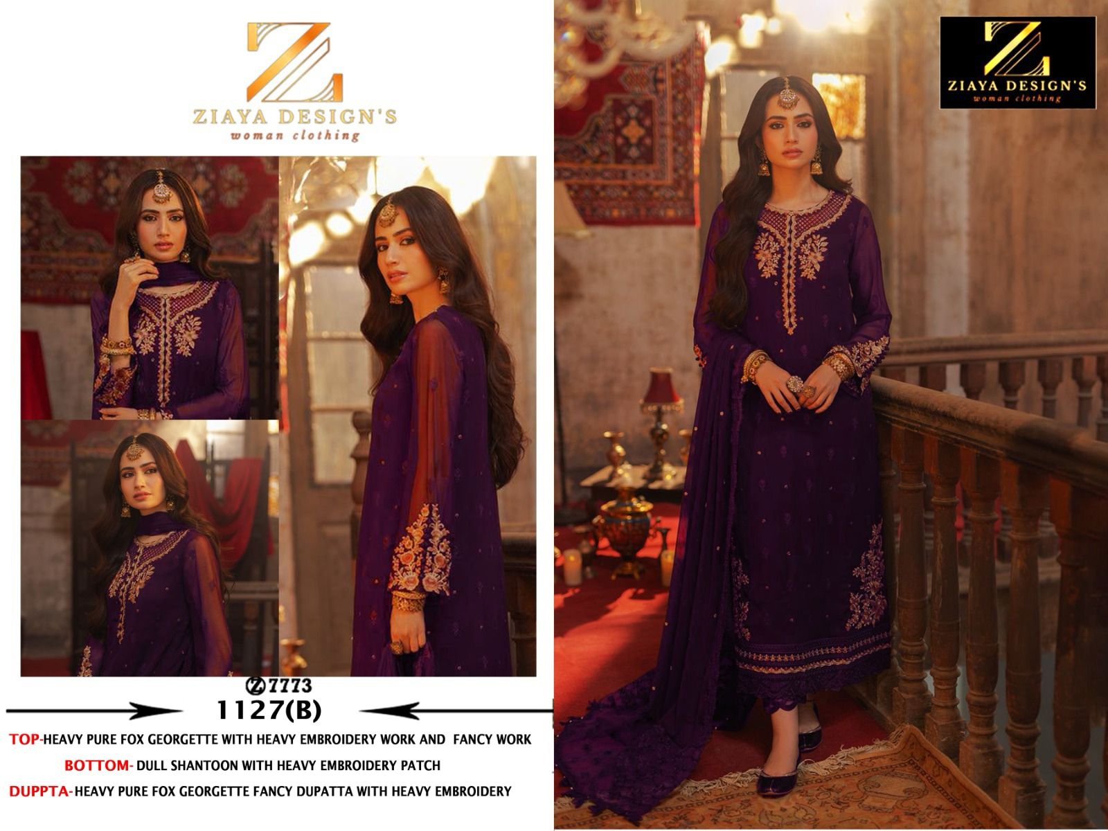 1127Abcd Ziaya Design Fox Georgette Pakistani Salwar Suits Exporter Ahmedabad