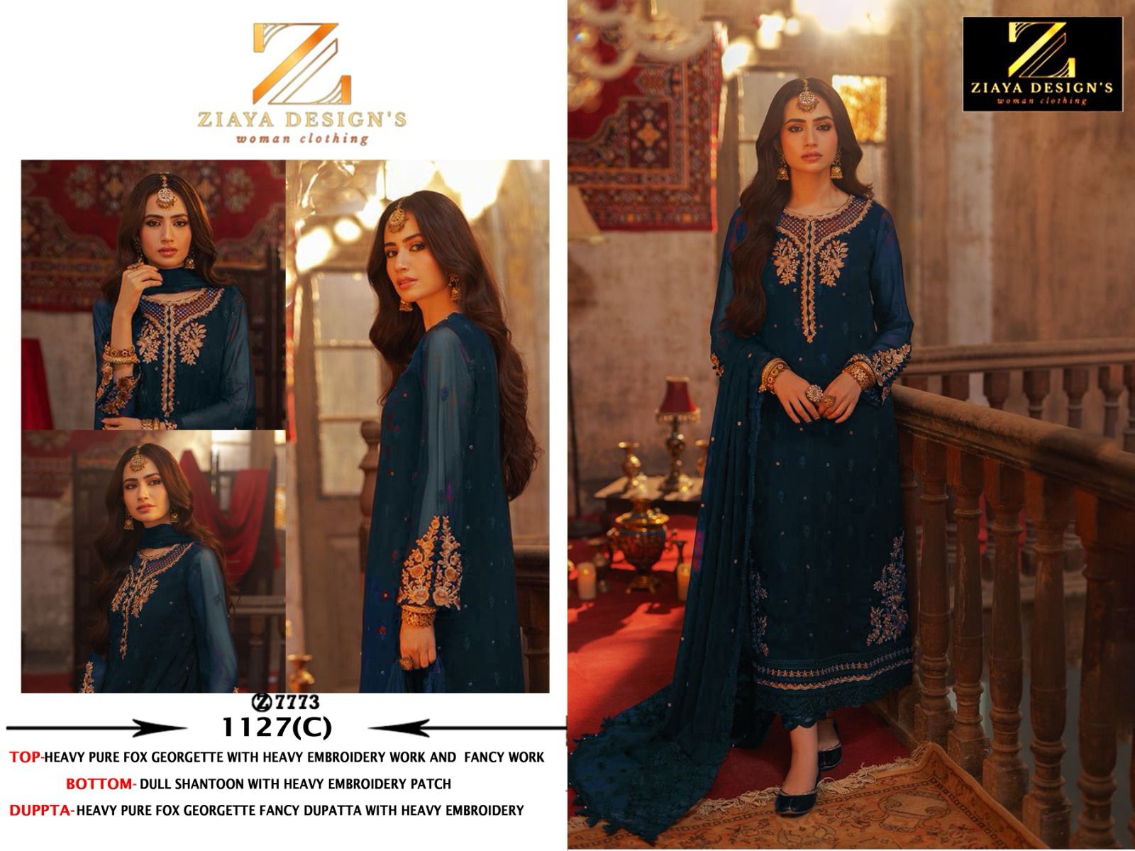 1127Abcd Ziaya Design Fox Georgette Pakistani Salwar Suits Exporter Ahmedabad