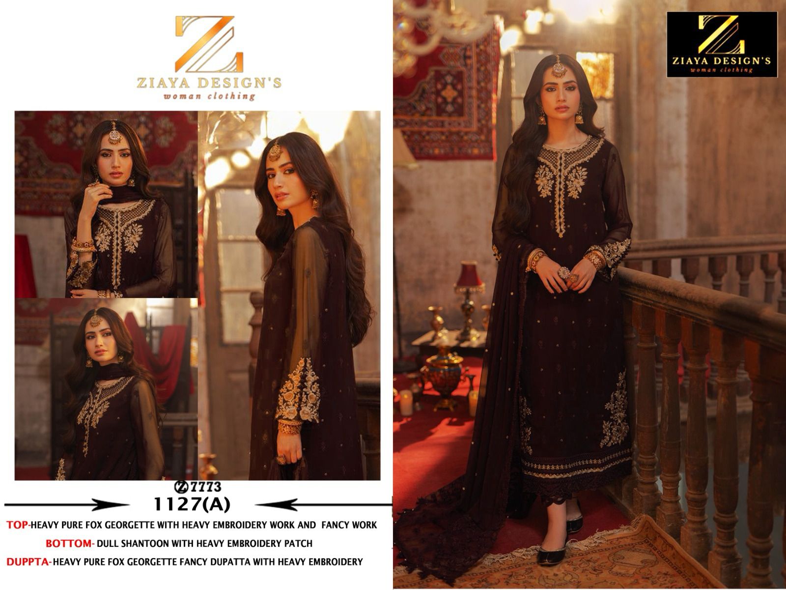 1127Abcd Ziaya Design Fox Georgette Pakistani Salwar Suits Exporter Ahmedabad