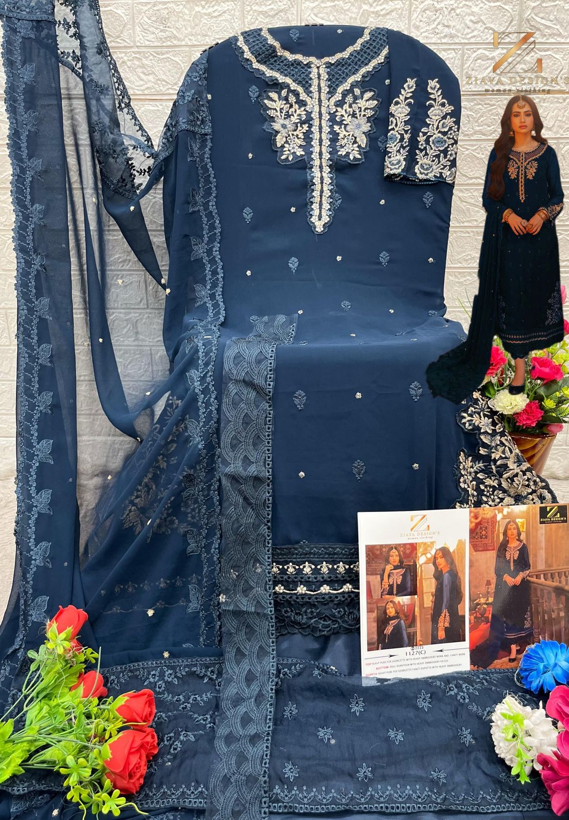 1127Abcd Ziaya Design Fox Georgette Pakistani Salwar Suits Exporter Ahmedabad