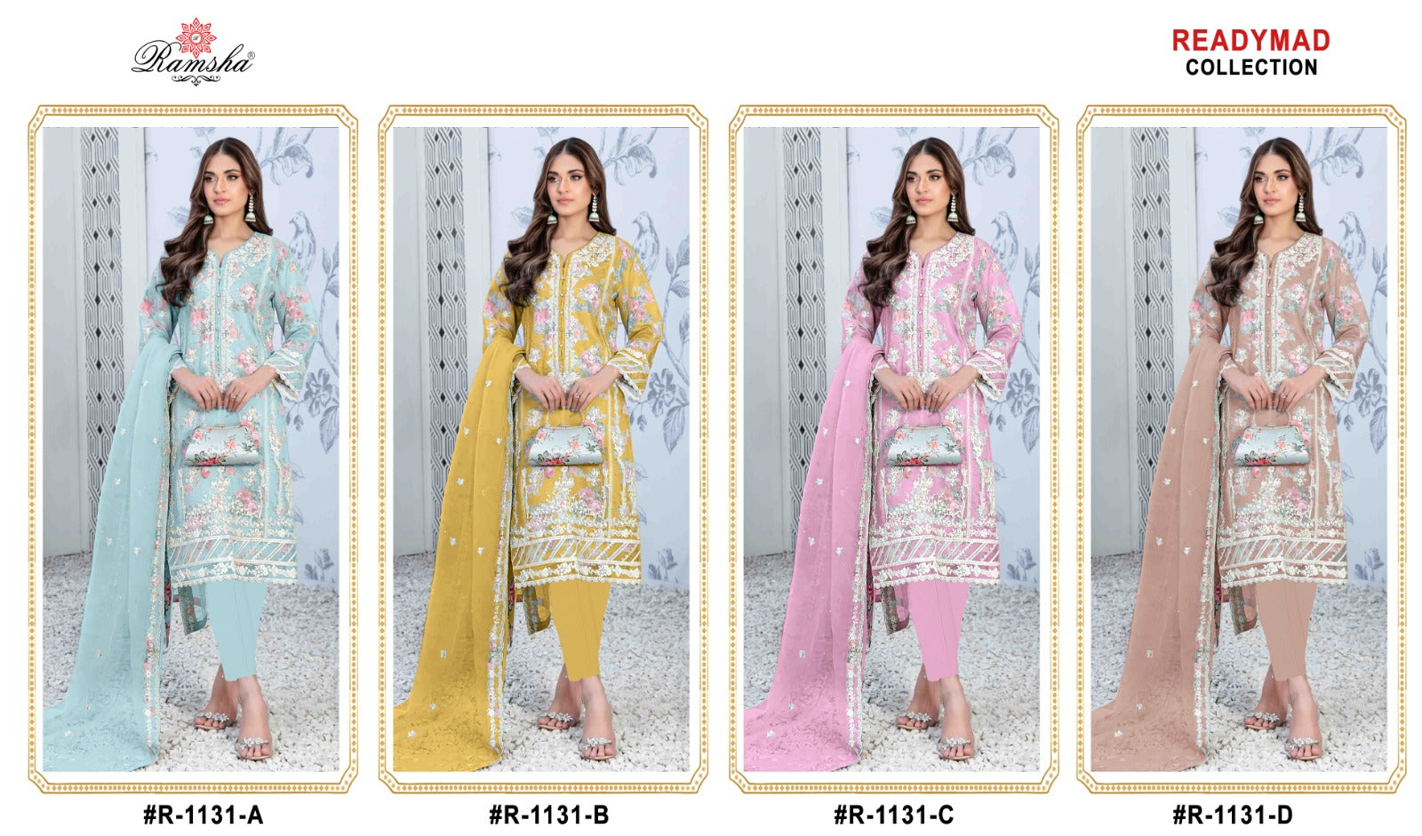 1131 Ramsha Organza Pakistani Readymade Suits
