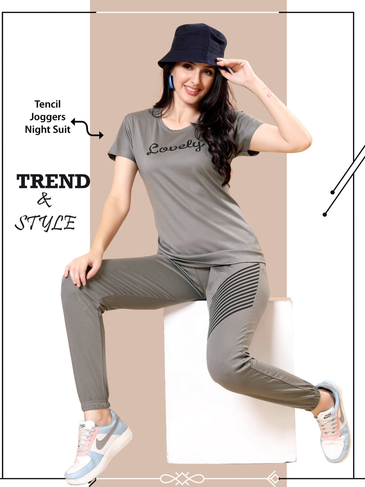 1134 Ks Tencil Joggers Night Suits Supplier India