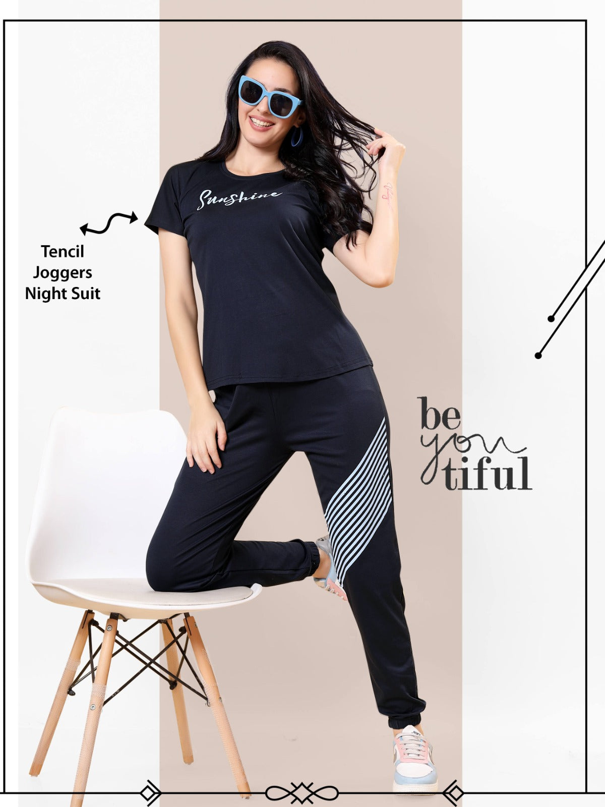 1134 Ks Tencil Joggers Night Suits Supplier India