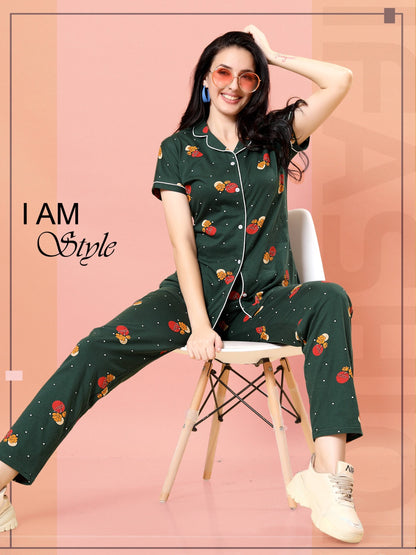 1135 Ks Hosiery Sinker Collar Night Suits Exporter India