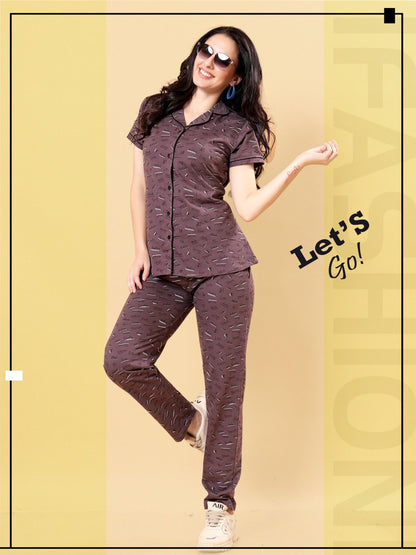 1135 Ks Hosiery Sinker Collar Night Suits Exporter India