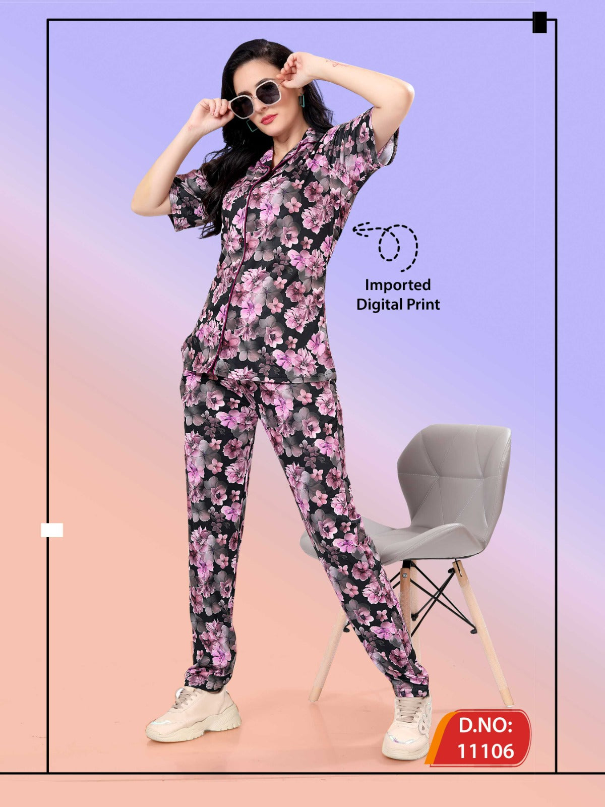 1137 Ks Imported Collar Night Suits Supplier India