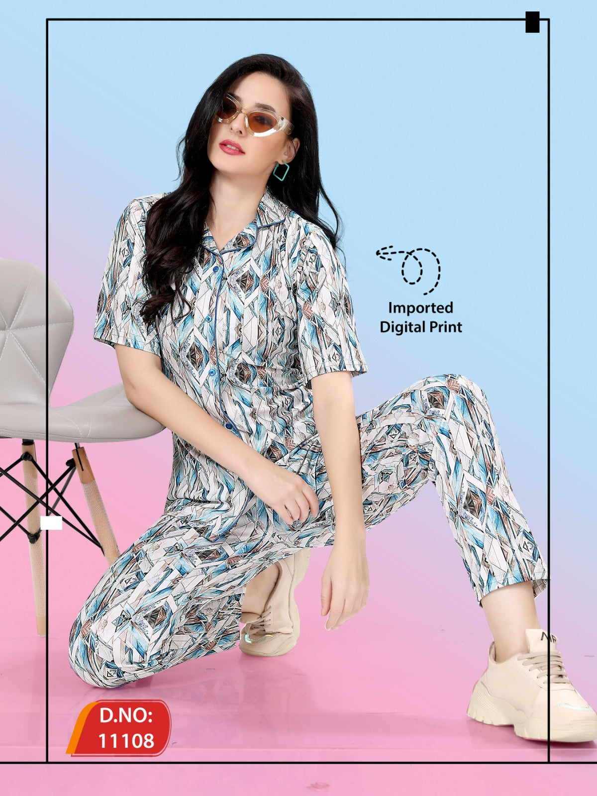 1137 Ks Imported Collar Night Suits Supplier India