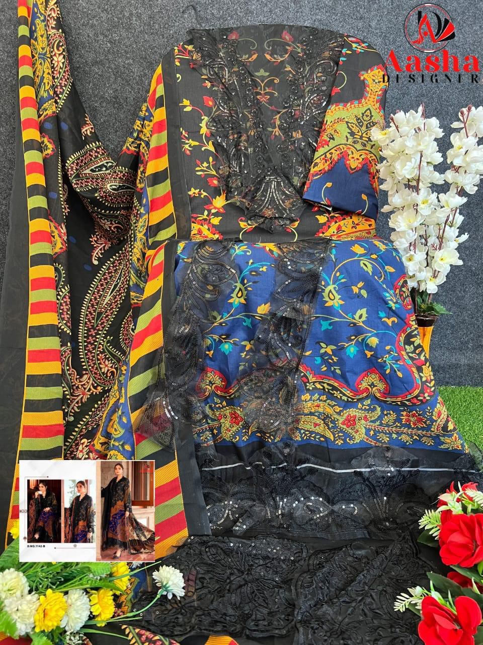 1142 Abcd Aasha Designer Pure Cotton Pakistani Salwar Suits Wholesale Price