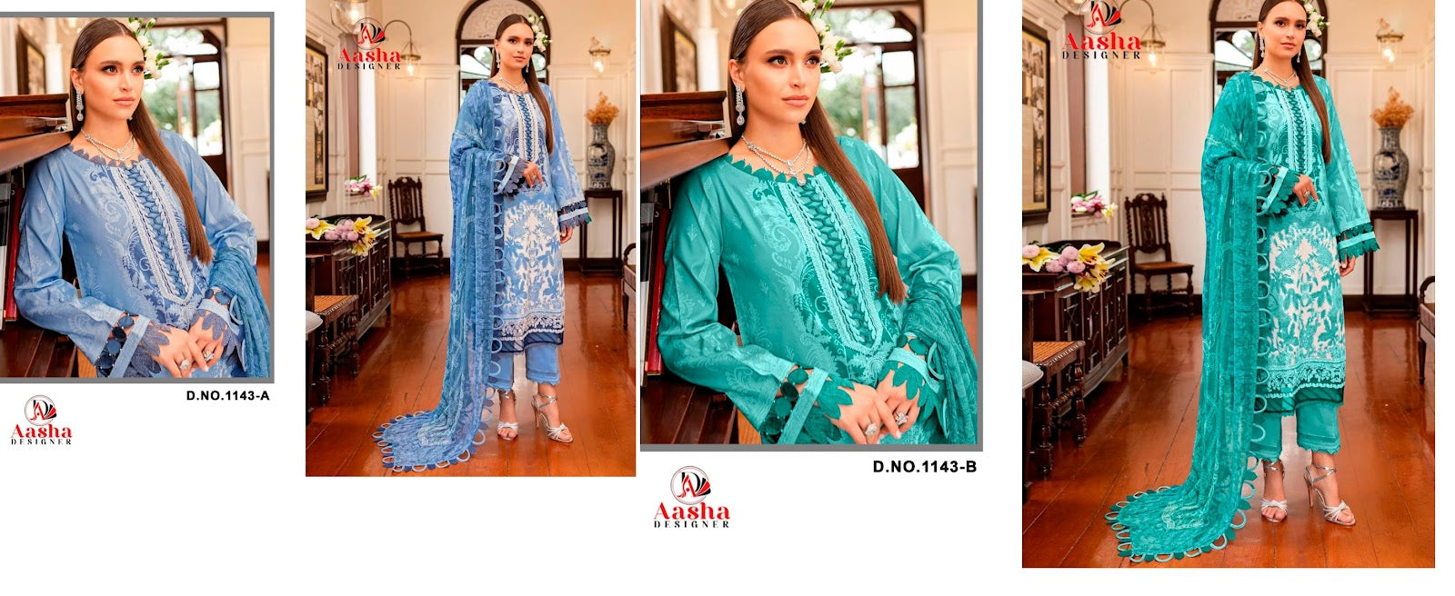 1143Ab Aasha Designer Cotton Pakistani Salwar Suits Manufacturer