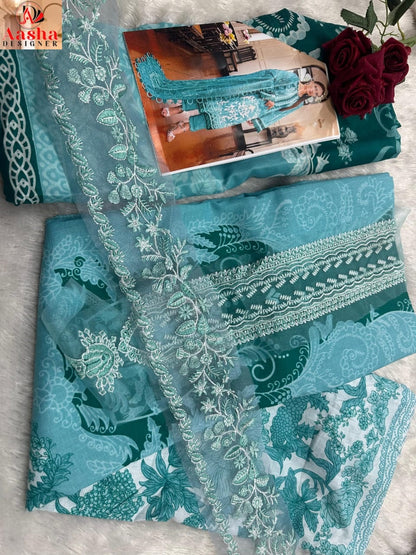 1143Ab Aasha Designer Cotton Pakistani Salwar Suits Manufacturer