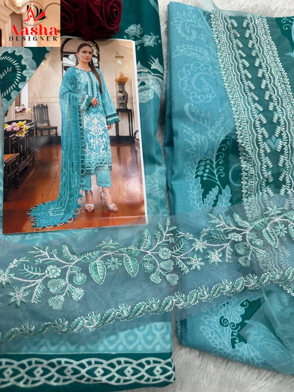 1143Ab Aasha Designer Cotton Pakistani Salwar Suits Manufacturer