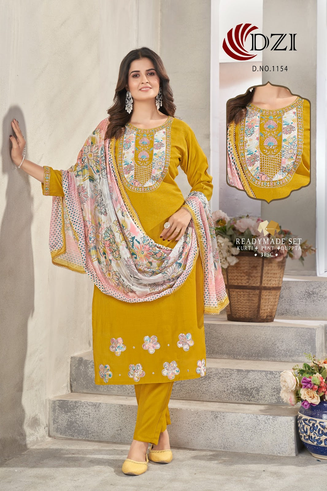 1154 Dzi Viscose Readymade Pant Style Suits Wholesaler Ahmedabad