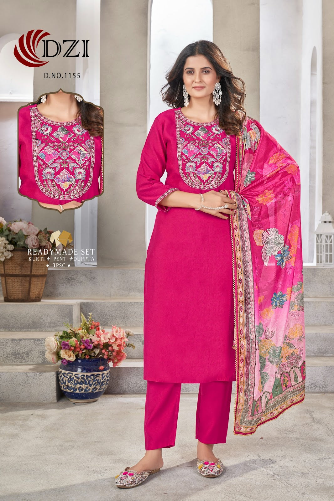 1155 Dzi Viscose Readymade Pant Style Suits Wholesale Price