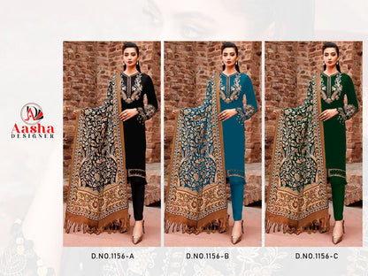 1156Abc Aasha Designer Heavy Reyon Pakistani Salwar Suits Wholesaler Gujarat