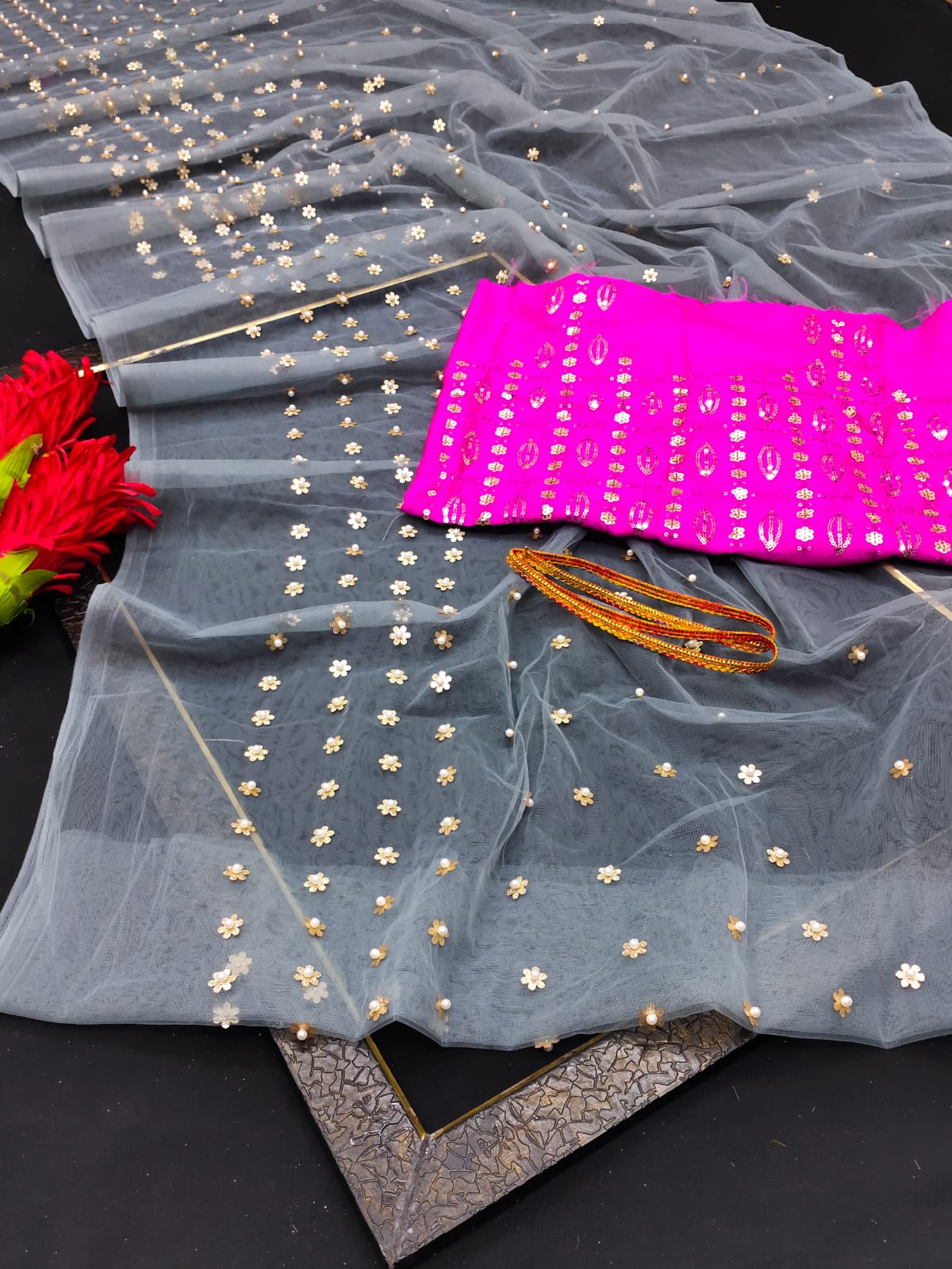 1158 Bt Butterfly Net Sarees Exporter India