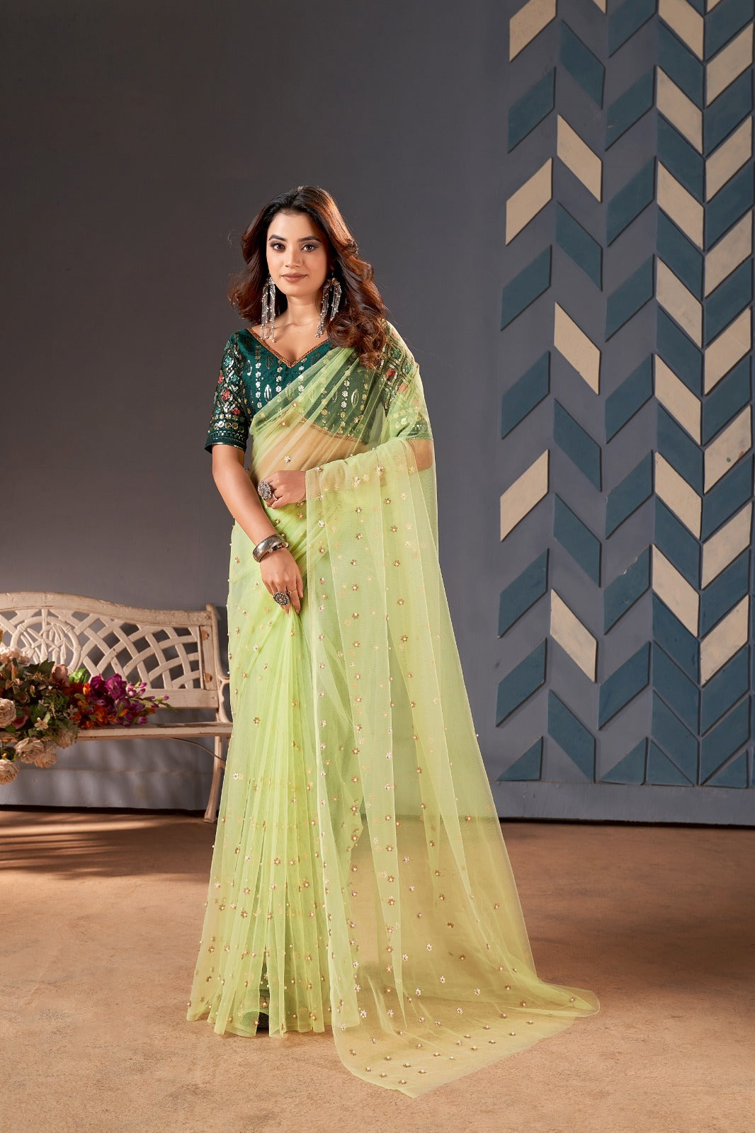 1158 Bt Butterfly Net Sarees Exporter India