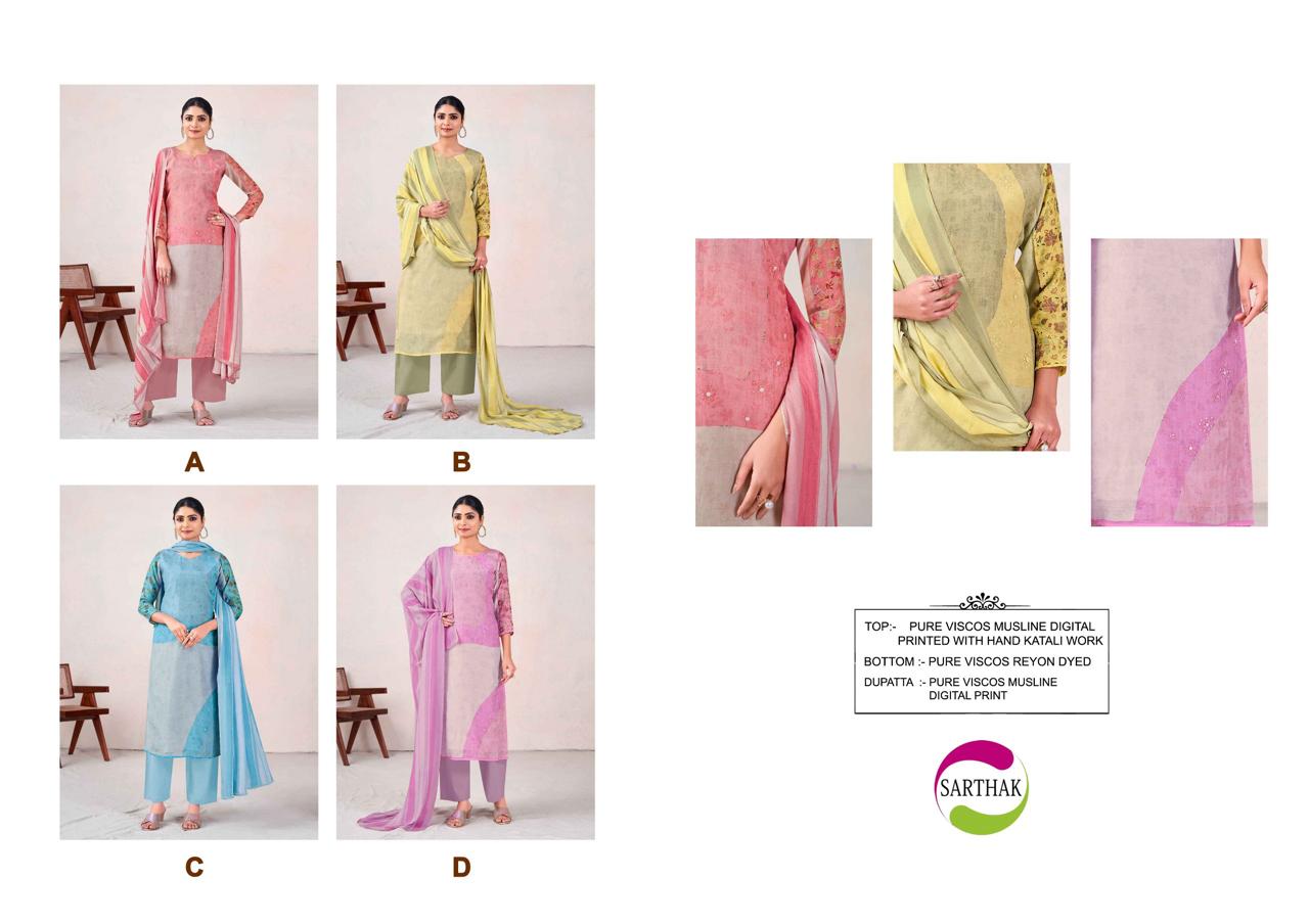 1161 Sarthak Prints Viscose Muslin Plazzo Style Suits