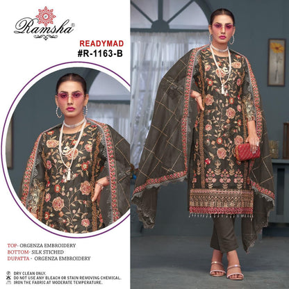 1163 Ramsha Organza Pakistani Readymade Suits Supplier Ahmedabad