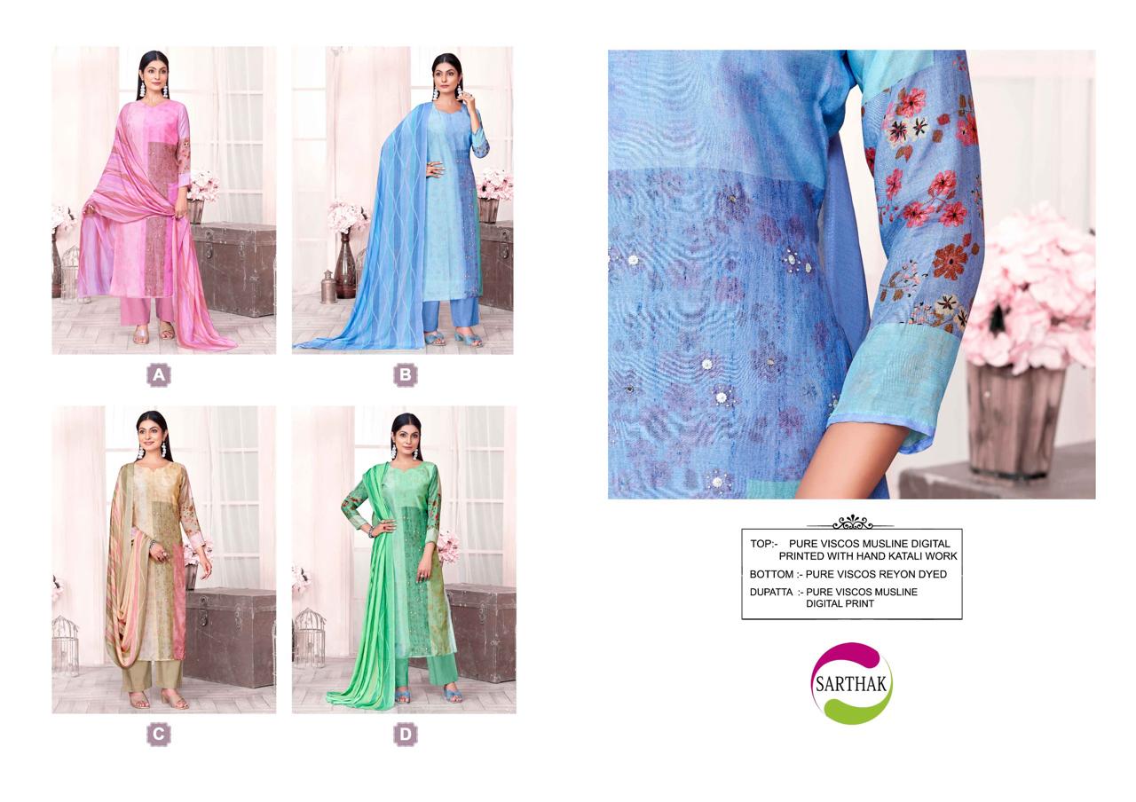 1165 Sarthak Prints Viscose Muslin Plazzo Style Suits