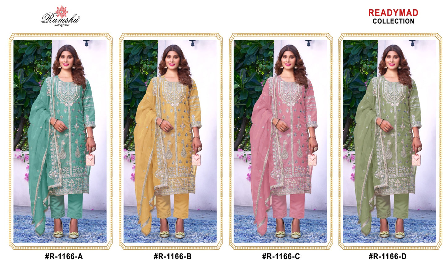 1166 Ramsha Organza Pakistani Readymade Suits Wholesale Price