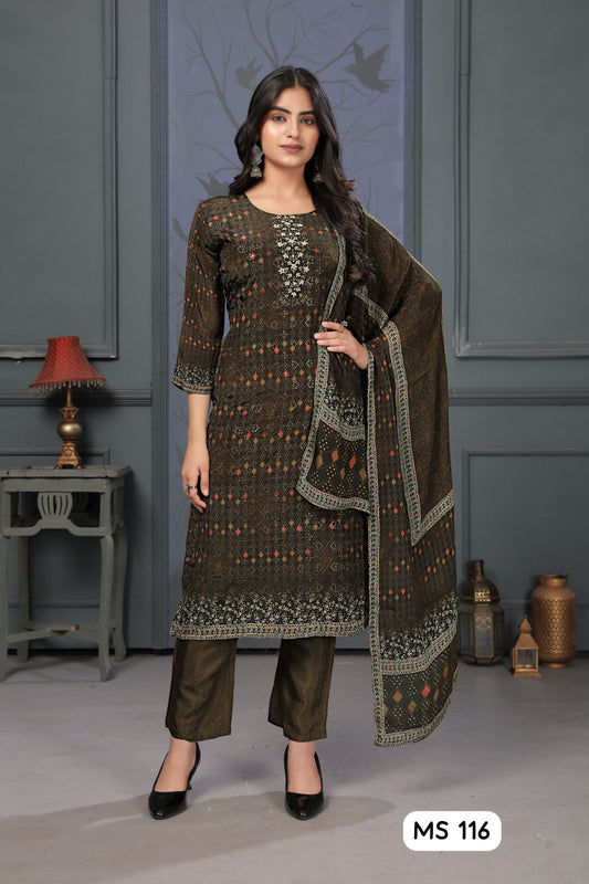 116 Ladyv Viscose Muslin Readymade Pant Style Suits Manufacturer Gujarat