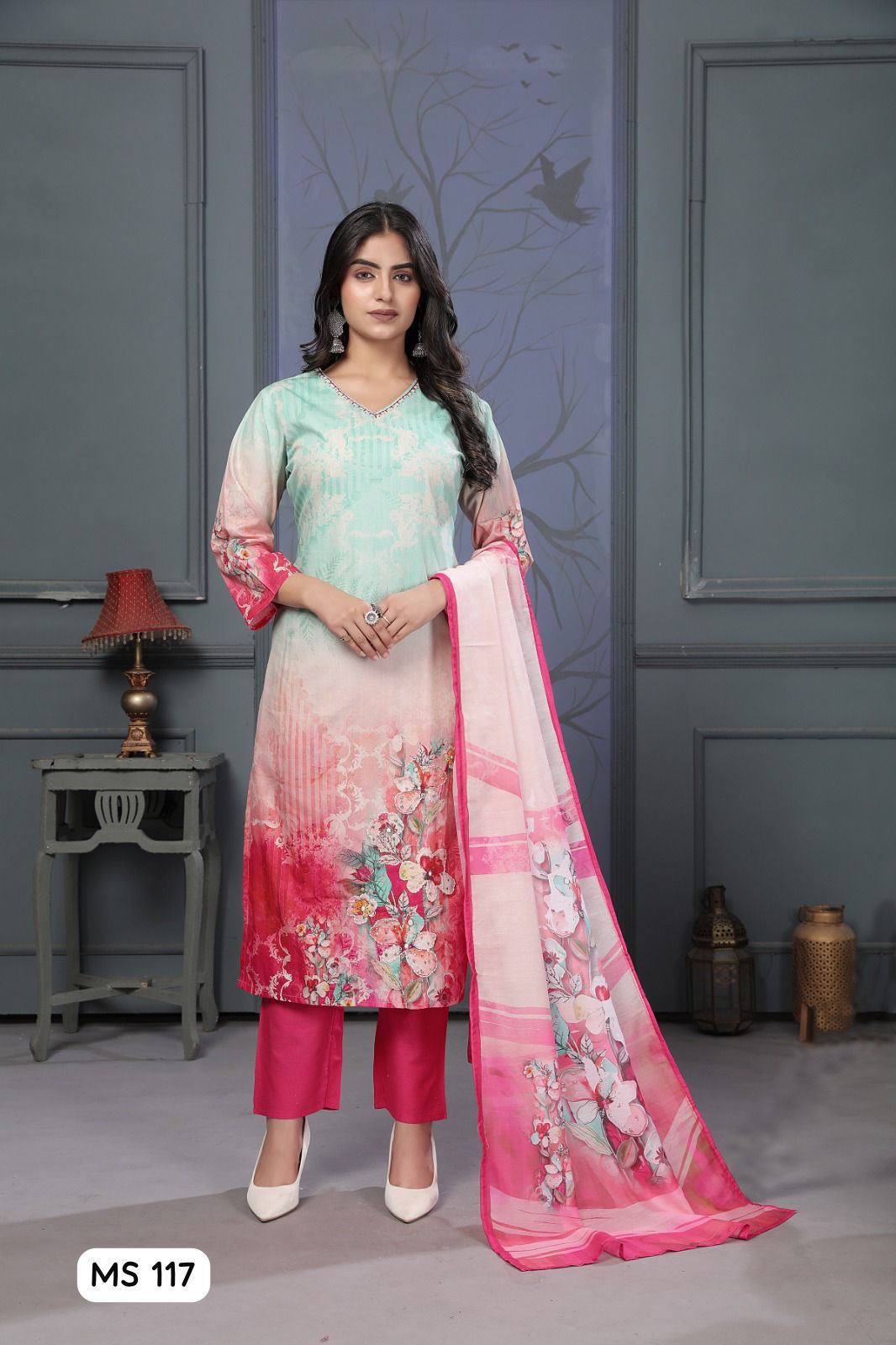 117 Ladyv Cotton Readymade Pant Style Suits Supplier Gujarat