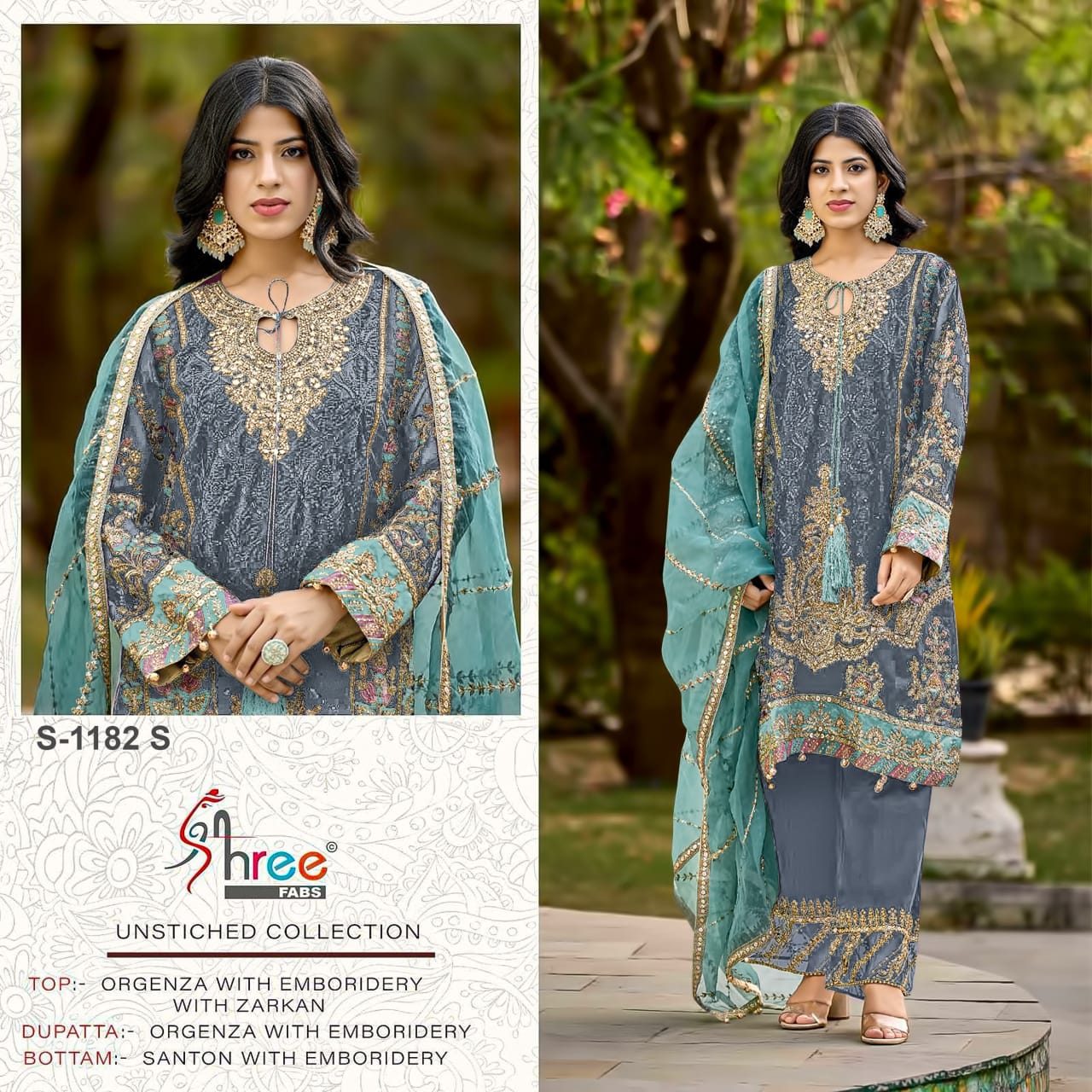 1182 Stuv Shree Fabs Organza Pakistani Salwar Suits Exporter