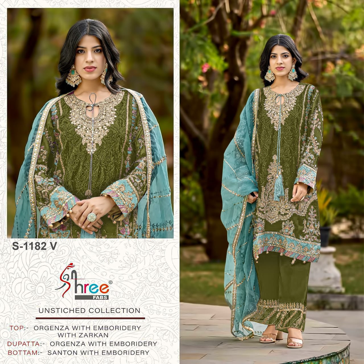 1182 Stuv Shree Fabs Organza Pakistani Salwar Suits Exporter