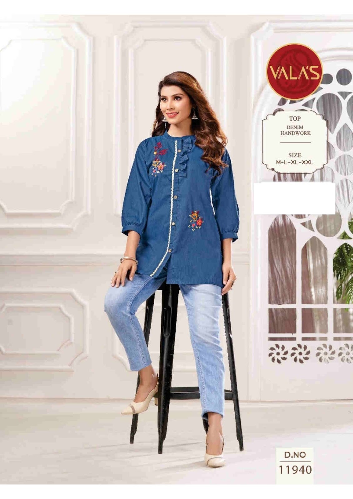 11940 Valas Denim Fancy Tops Wholesaler India