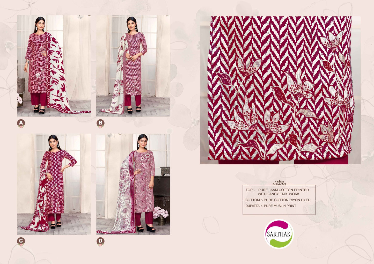 1194 Sarthak Prints Jaam Cotton Pant Style Suits Manufacturer