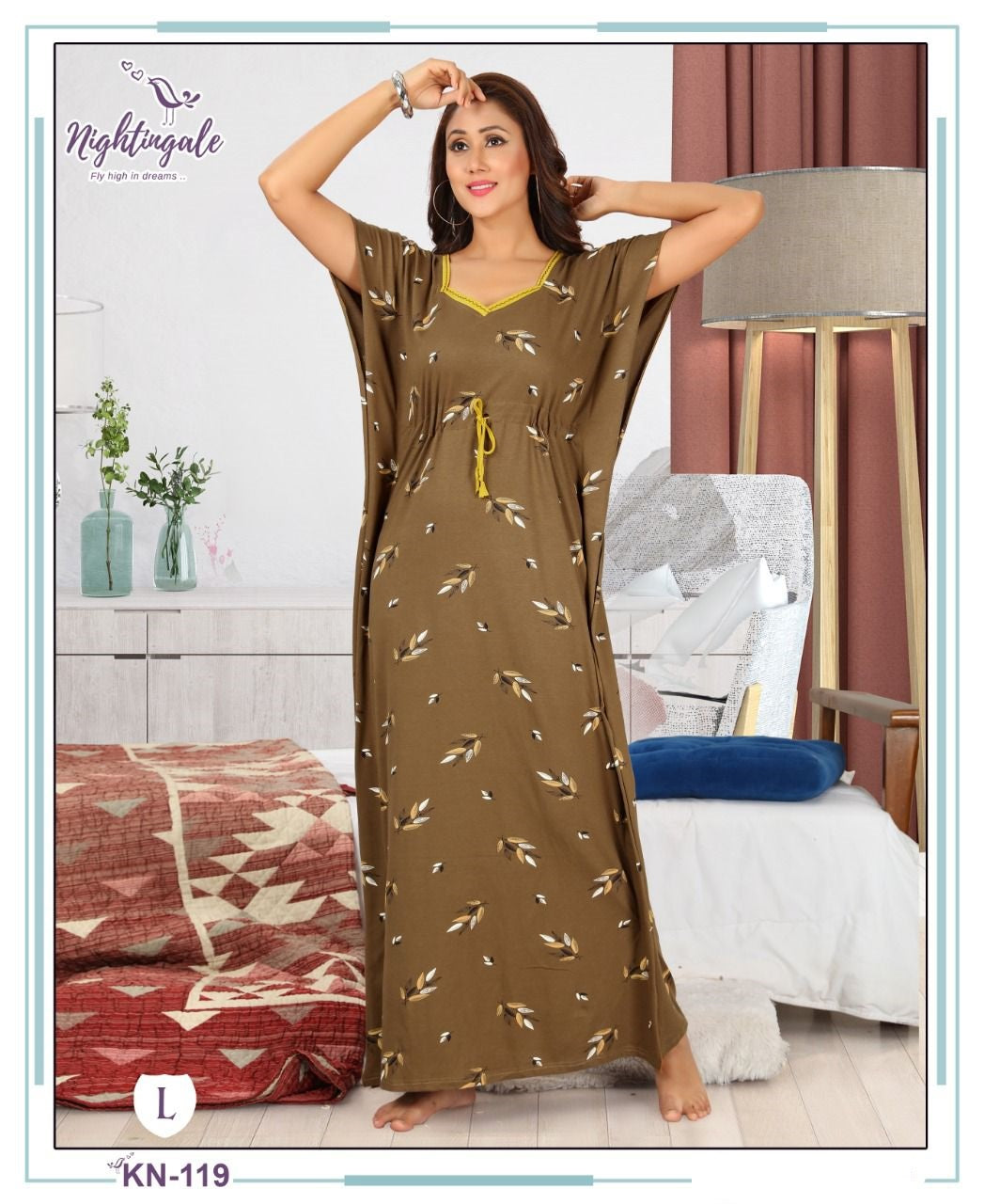 119 Nightingale Hosiery Cotton Kaftan Nighty