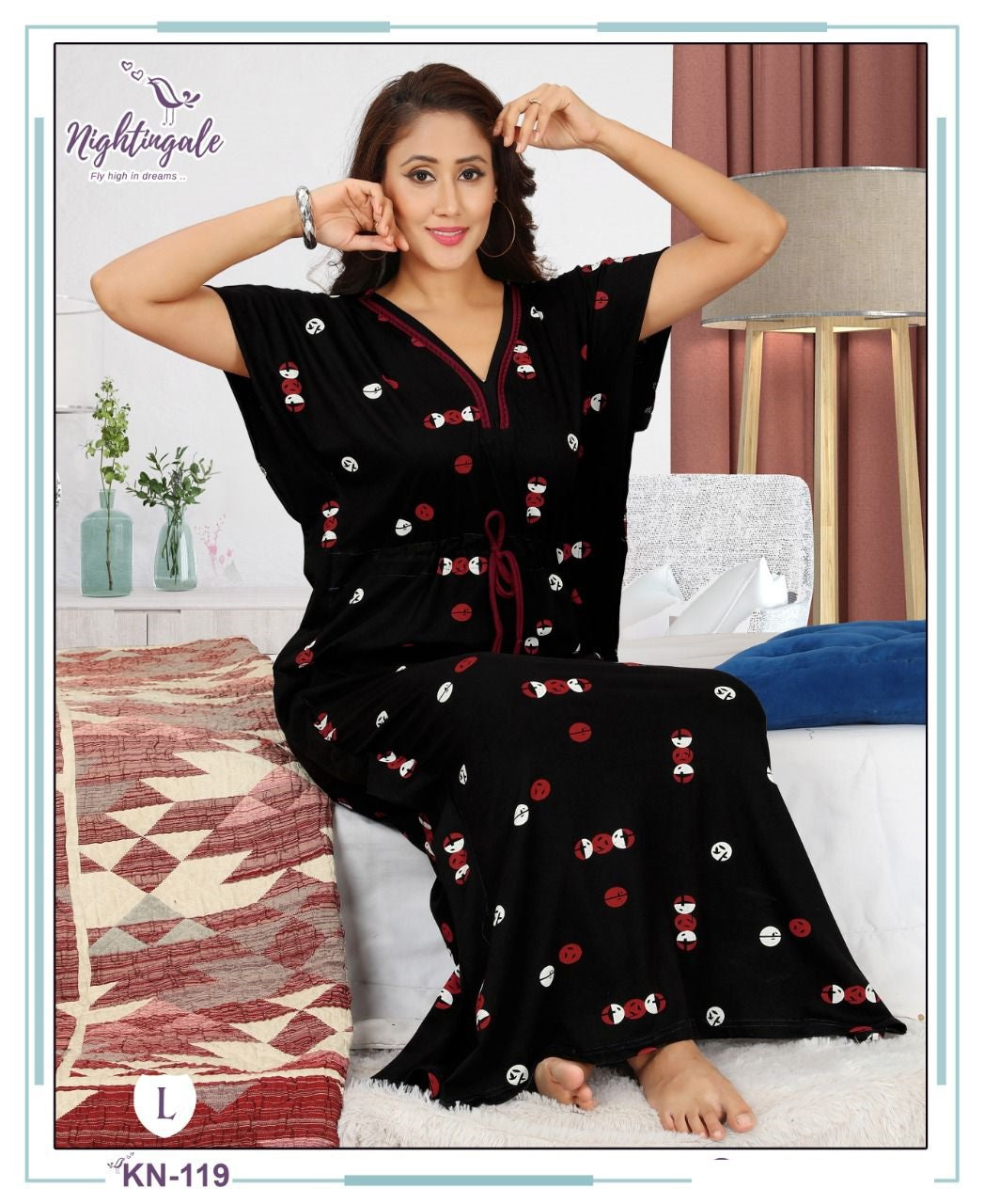 119 Nightingale Hosiery Cotton Kaftan Nighty