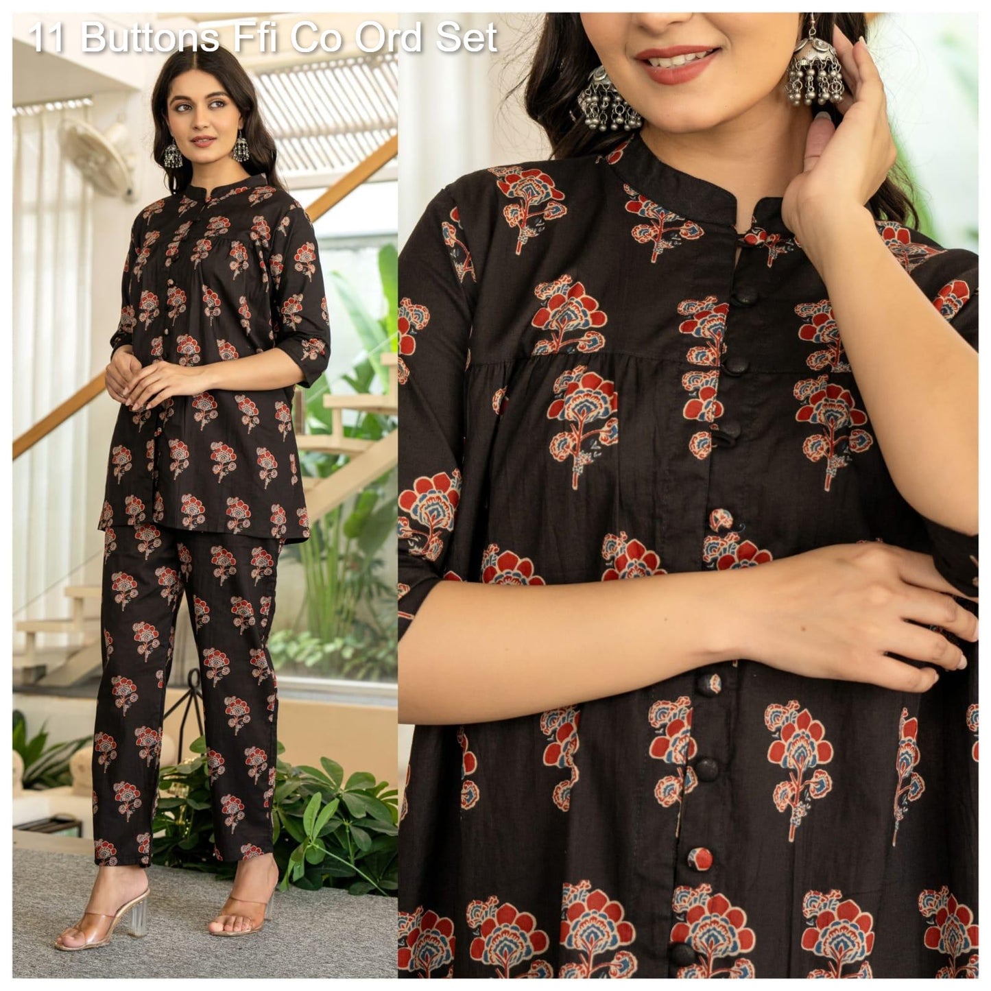 11 Buttons Ffi Cotton Co Ord Set Supplier India