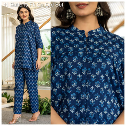 11 Buttons Ffi Cotton Co Ord Set Supplier India