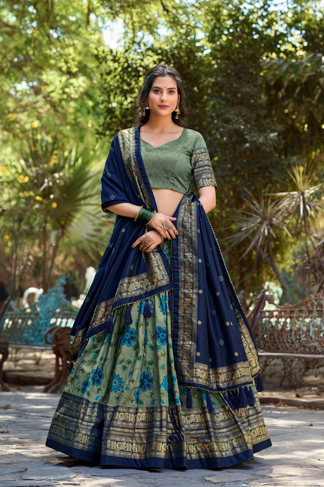 1204-Priyamani Aawiya Tussar Silk Lehenga Choli Exporter India