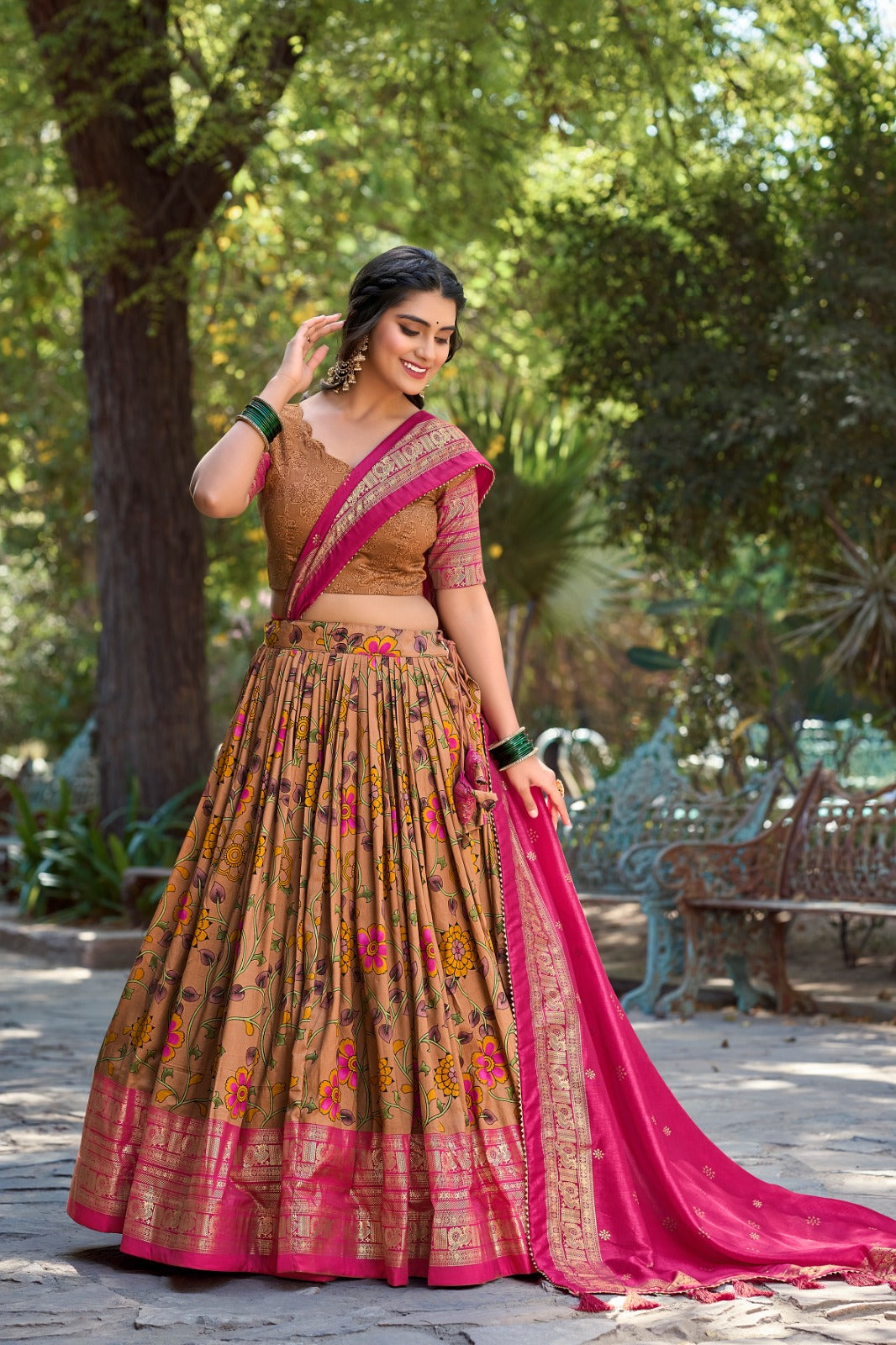 1204-Priyamani Aawiya Tussar Silk Lehenga Choli Exporter India