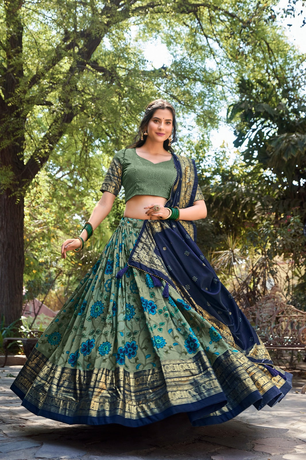 1204-Priyamani Aawiya Tussar Silk Lehenga Choli Exporter India