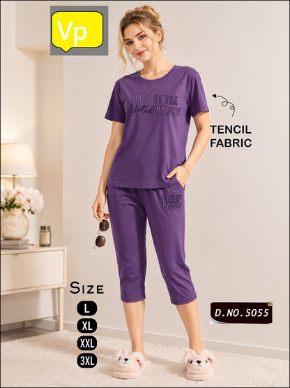 1206 Design 5055 Vp Tencil Capri Night Suits Wholesaler Gujarat