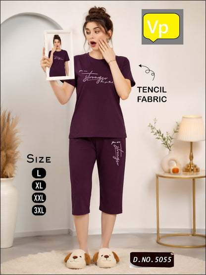 1206 Design 5055 Vp Tencil Capri Night Suits Wholesaler Gujarat