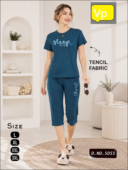 1206 Design 5055 Vp Tencil Capri Night Suits Wholesaler Gujarat