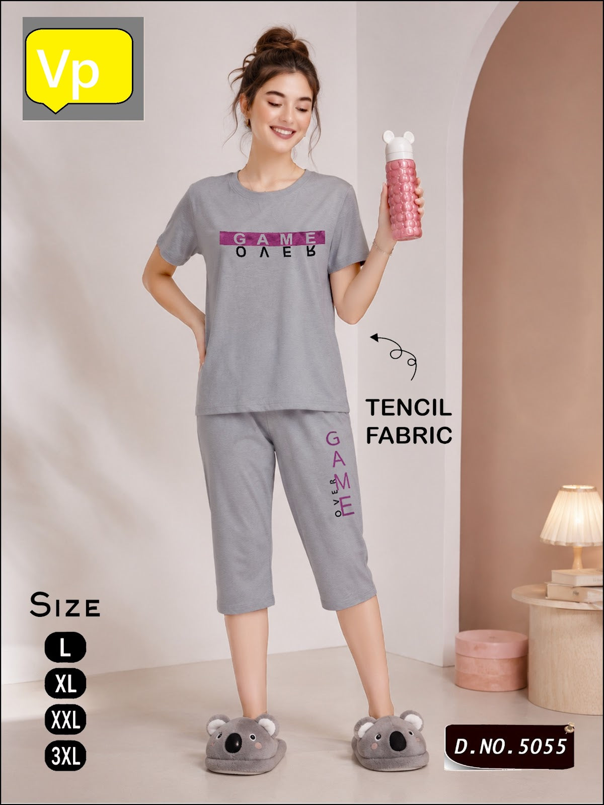 1206 Design 5055 Vp Tencil Capri Night Suits Wholesaler Gujarat