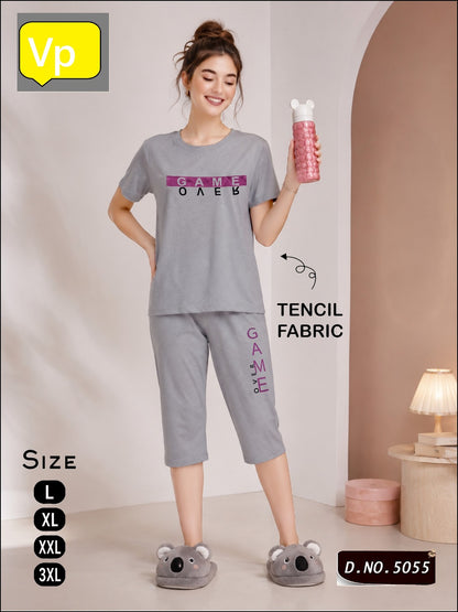 1206 Design 5055 Vp Tencil Capri Night Suits Wholesaler Gujarat